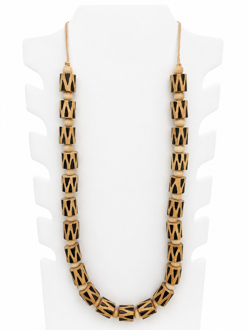 Ten Thousand Villages Handmade Fair Trade Wooden Barrel Bead Necklace
